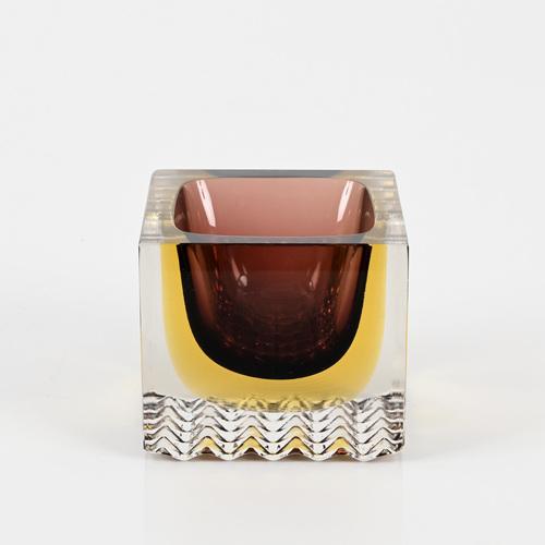 1970s Murano Decorative Glass in Sommerso Merlot and Yellow Glass by F. Poli Italy, 1960s For Sale - Image 5 of 14