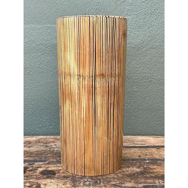Vintage Coconut Shell Cylindrical Umbrella Stand For Sale - Image 4 of 12