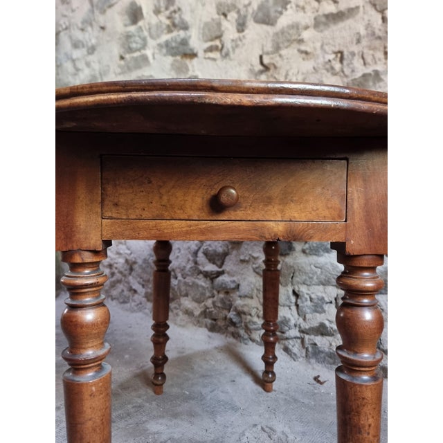 Rustic Antique French Walnut Drop-Leaf Dining Table, 1890s For Sale - Image 3 of 18