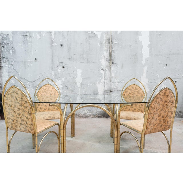 Vintage Italian Dining Table and Chairs with Brass Frame, 1970s, Set of 5 For Sale - Image 13 of 13