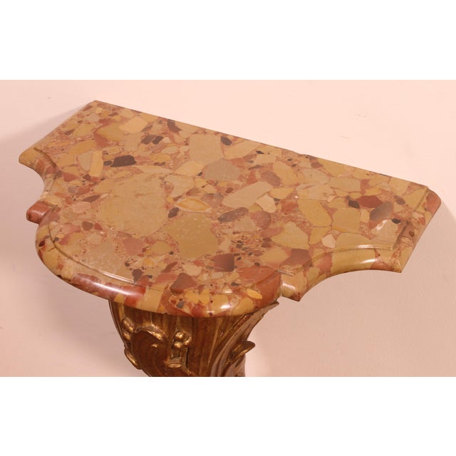 Stone Small Louis XV Marble Consoles, 19th Century, Set of 2 For Sale - Image 7 of 13