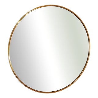 Vintage Round Brass Mirror, 1970s For Sale