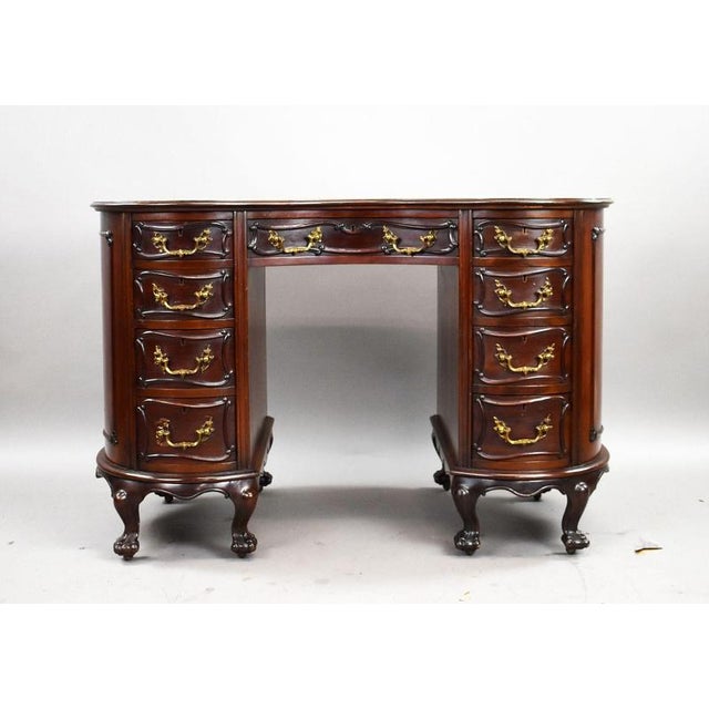 Victorian Mahogany Kidney Shaped Desk, 1870 For Sale - Image 3 of 12
