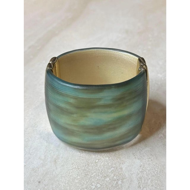Vintage Boho Alexis Bittar Gold & Blue Cuff For Sale - Image 9 of 12