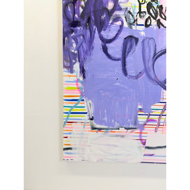 Plastic Contemporary Abstract Acrylic, Spray Paint, Ink on Canvas "No Down" by Manuela Karin Knaut For Sale - Image 7 of 8