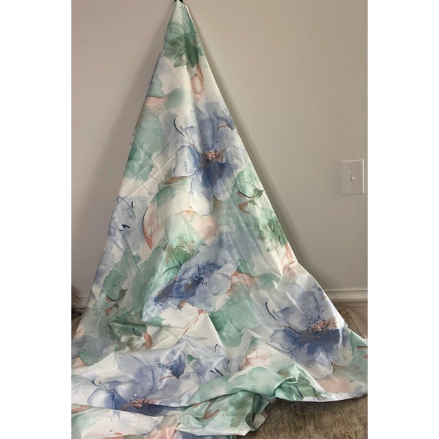 Art Nouveau Vintage Shumacher Pastel Floral Screen Print Fabric- 4 Yard Remnant For Sale - Image 3 of 9