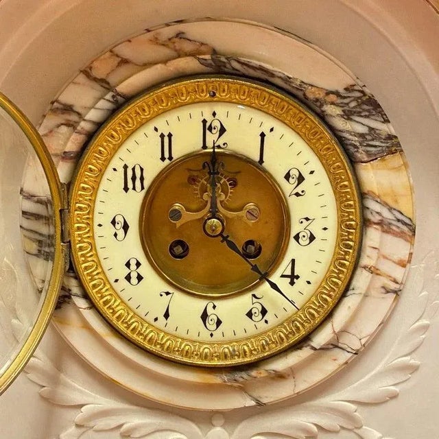 Late 19th Century Large French 19 Century Carved Marble Mantel Clock For Sale - Image 5 of 13