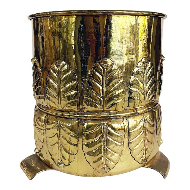 Overscale Brass Acanthus Leaf Bucket or Planter, Hong Kong For Sale
