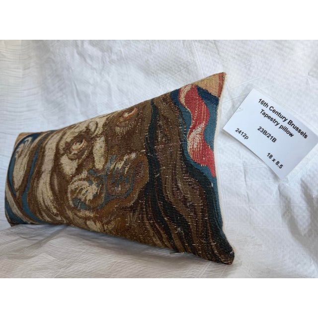 Renaissance 16th Century Brussels Tapestry Pillow With Figural Abstract Design For Sale - Image 3 of 7