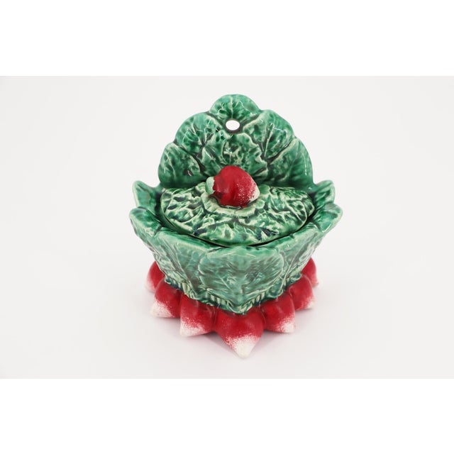 1940s 1940s Majolica Ceramic Radish Salt Container, Portuguese For Sale - Image 5 of 11