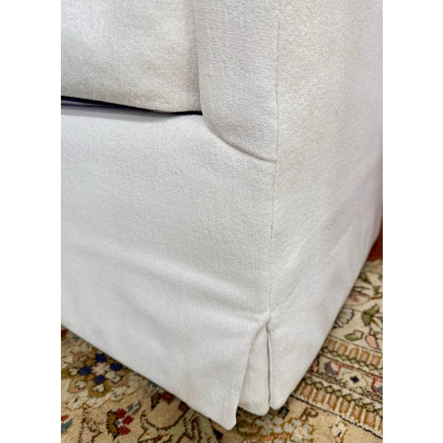 Pair of Serena & Lily White Slipcovered Swivel Club Chairs For Sale In New York - Image 6 of 10