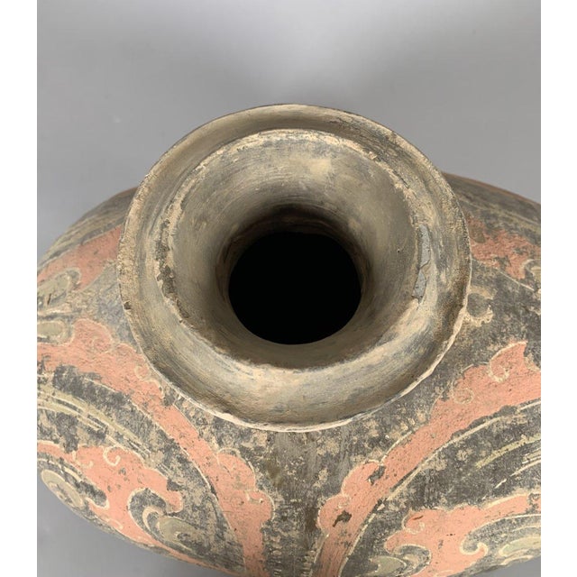 Asian Polychrome earthenware cocoon vase, Early Han Dynasty (206 BC - 220 AD). Ancient China For Sale - Image 3 of 6