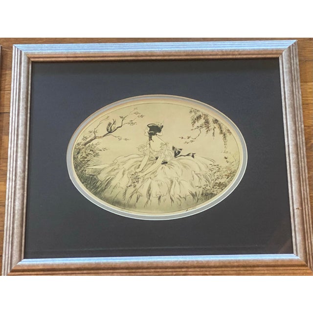 Early 20th Century Early 20th Century French Artist Henri Berte Pencil Signed Prints Titled Breeze & June, Framed - Set of 2 For Sale - Image 5 of 12