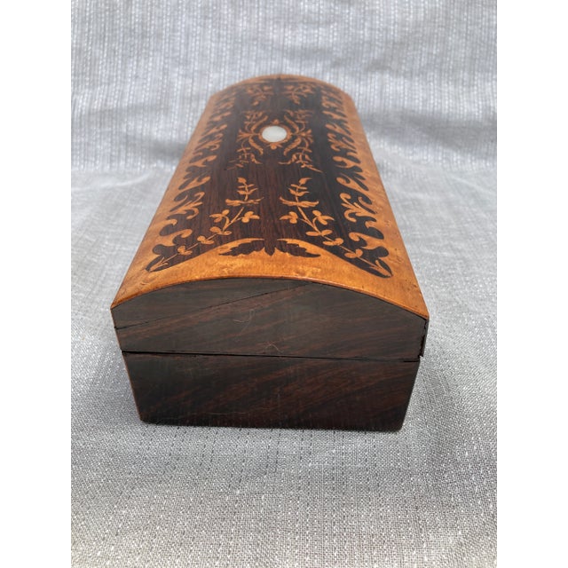 Brown Early 20th Century Marquetry Writing Glove Box For Sale - Image 8 of 17