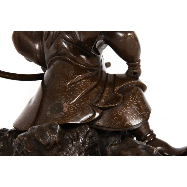 Antique Japanese Meiji Period Bronze Sculpture Okimono of Samurai Warrior For Sale - Image 11 of 18