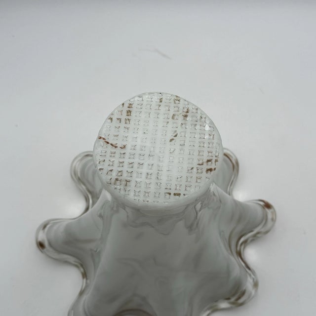 Murano Vintage MCM Murano Style White and Gold Art Glass Large Vase For Sale - Image 4 of 7