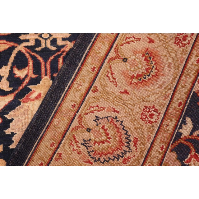 Tan Classic Ziegler Blue Tan Hand-Knotted Wool Rug - 5'3'' X 7'4'' For Sale - Image 8 of 8
