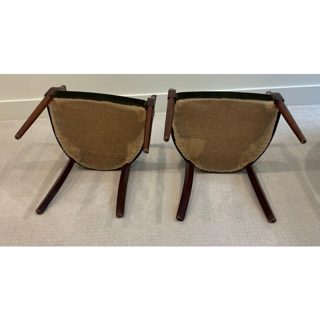 Petite Scale Mid-Century Italian Walnut Horseshoe Rail Back Armchairs - A Pair For Sale - Image 10 of 18