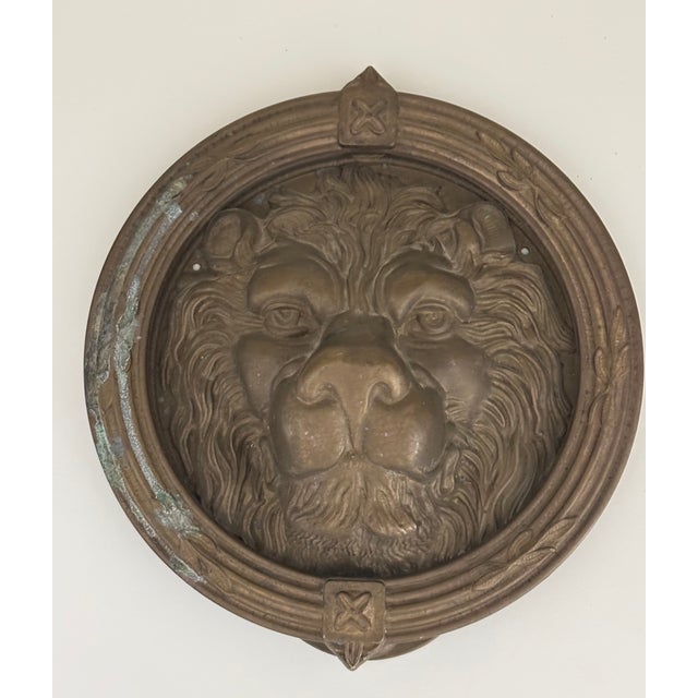 Antique Parisian Style Round Lion's Mask Door Knocker / Lion's Head Door Knocker For Sale - Image 11 of 12