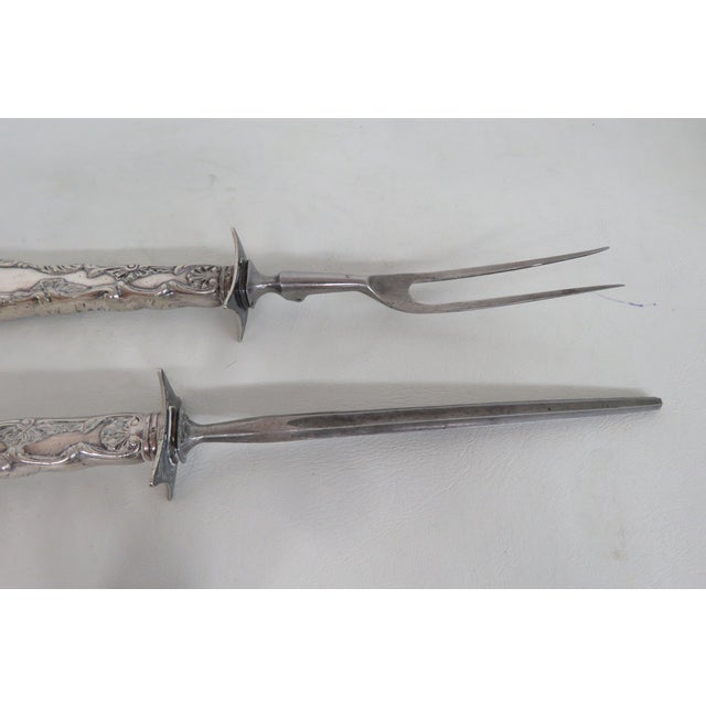 Early 20th Century Gorham Roast Fork and Sharpener Silver Plate 2 pcs For Sale - Image 12 of 12