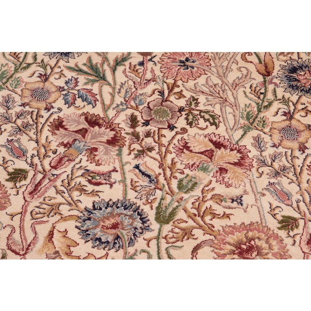 1990s Shabby Chic 1990's Floral Pak-Persian Beige/Blue Wool Rug - 8'1'' X 10'0'' For Sale - Image 5 of 9