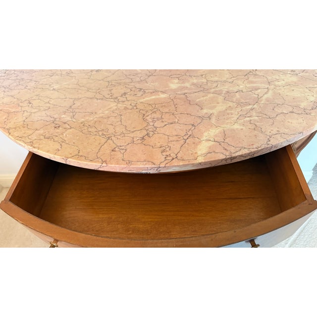Late 20th Century Italian Neoclassical Inlaid Demilune Marble-Top Cabinet Console For Sale - Image 10 of 10