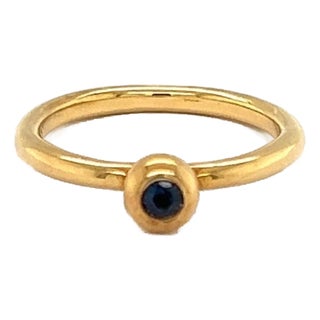 Mid 20th Century Tiffany & Co. Paloma Picasso Blue Sapphire Ring 18k Yellow Gold Size 6 For Sale