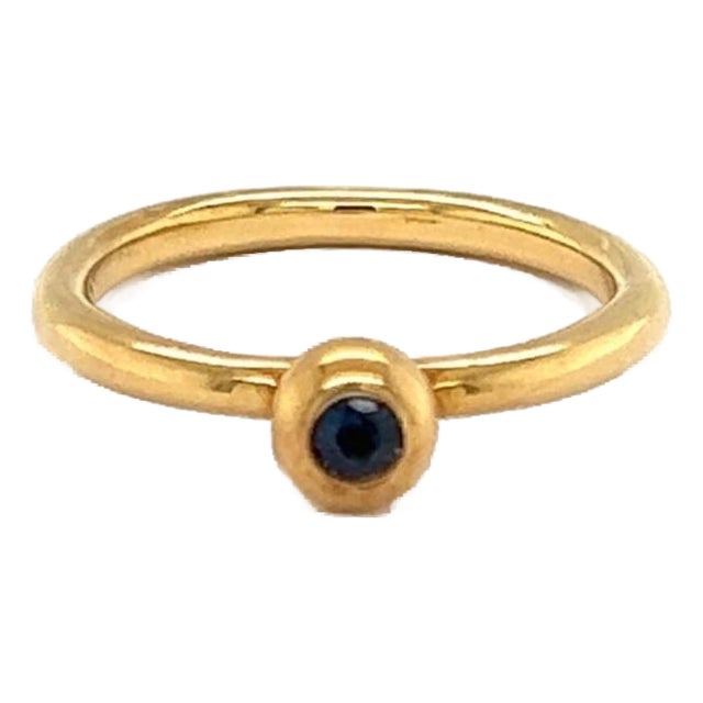 Mid 20th Century Tiffany & Co. Paloma Picasso Blue Sapphire Ring 18k Yellow Gold Size 6 For Sale