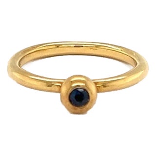 Tiffany & Co. Paloma Picasso Blue Sapphire Ring 18k Yellow Gold Size 6 For Sale