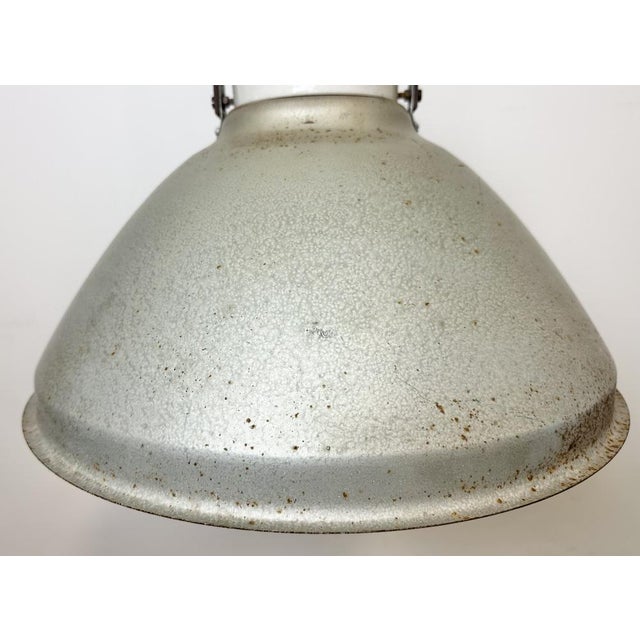 Industrial Grey Metal Factory Suspension Lamp, 1960s For Sale - Image 4 of 16