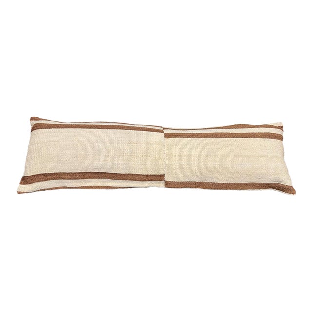 Turkish Hemp Pillow Cushion Natural Beige Brown Cushion Cover 14"x45" For Sale