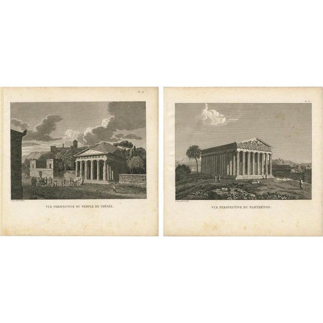 Tardieu, Set of Two Ancient Greek Temple Views, Parthenon and Theseion, 1825, Engraving For Sale - Image 13 of 13