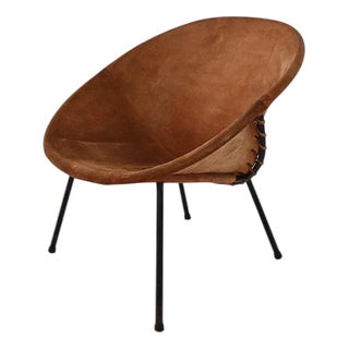 Vintage Balloon Easy Chair in Suede, Hungary, 1960s For Sale