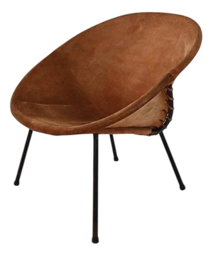 Vintage Balloon Easy Chair in Suede, Hungary, 1960s