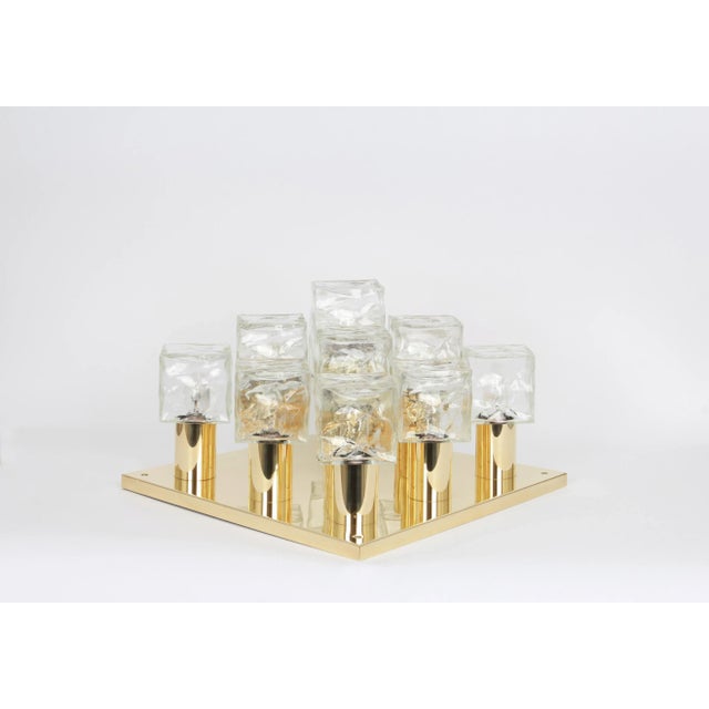 Large Austrian Murano Ice Glass Flushmount by Kalmar, 1960s For Sale - Image 3 of 10