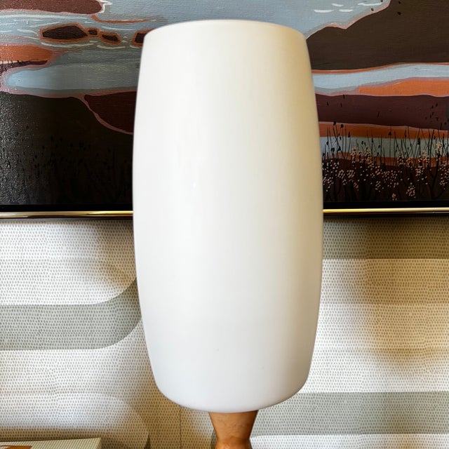 Brown Mid Century Conical Wood and Glass Table Lamps - Set of 2 For Sale - Image 8 of 17
