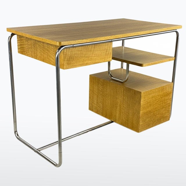 Bauhaus Bauhaus Writing Desk in Oak, 1940s For Sale - Image 3 of 11