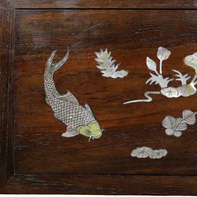 1990s 1990s Chinese Miniature Tea Table With Mother-of-Pearl Fish Inlay For Sale - Image 5 of 8