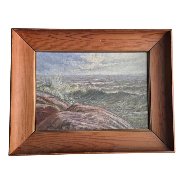 Swedish Artist, Ocean / Archipelago Motif, Mid-1900s, Oil on Canvas For Sale