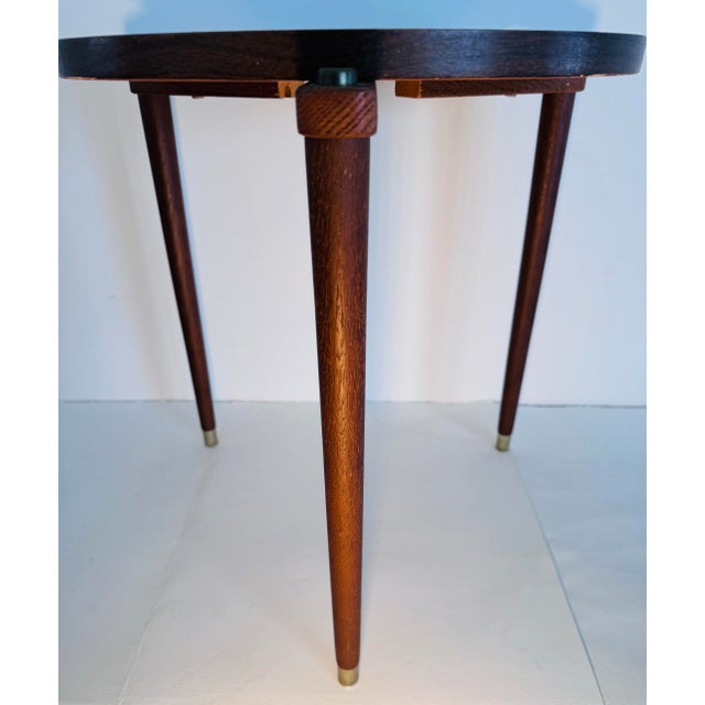Vintage 1960s Round Side Table With Tile Top Accent Teak Legs For Sale - Image 10 of 12