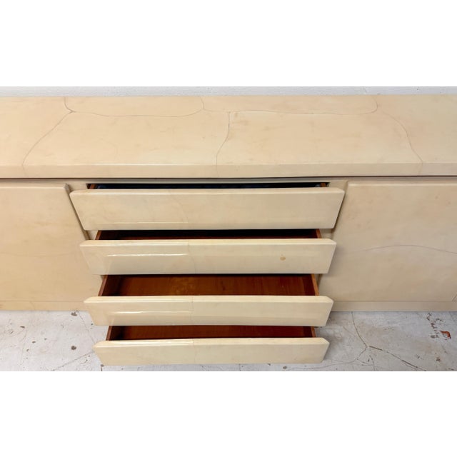 Mid-Century Modern Monumental Karl Springer Goatskin Lacquer Credenza / Sideboard For Sale - Image 3 of 18