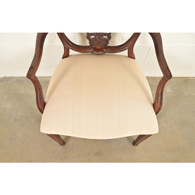 Brown Romweber Antique French Regency Louis XVI Carved Mahogany Dining Chairs, Set of Six For Sale - Image 8 of 14