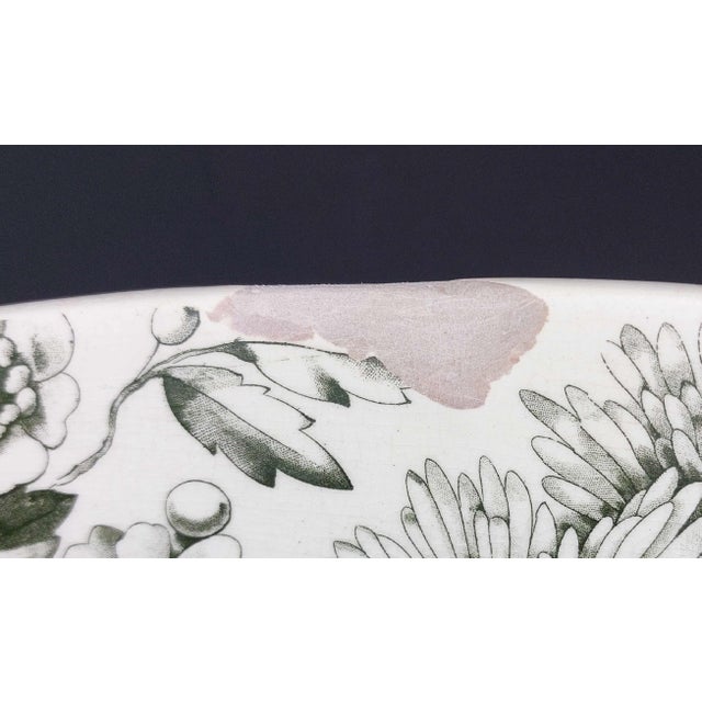 Ceramic 1880s Ridgways Autumn Olive Green Transferware Earthenware Wash Basin Aesthetic For Sale - Image 7 of 10