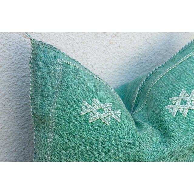 Moroccan Sage Diamond Cactus Silk Moroccan Pillow For Sale - Image 3 of 8
