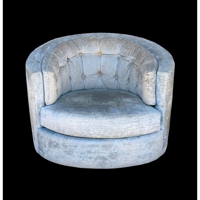 1970s Mid Century Modern Milo Baughman Style Swivel Barrel Tub Chairs - A Pair For Sale - Image 5 of 11