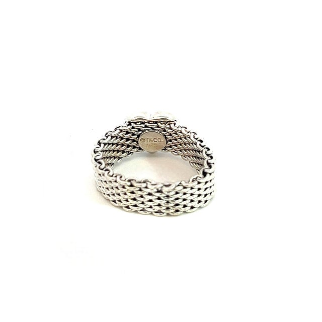 1990s Tiffany & Co Estate Somerset Heart Ring Size 5.5 Sterling Silver 6.5 mm For Sale - Image 4 of 10