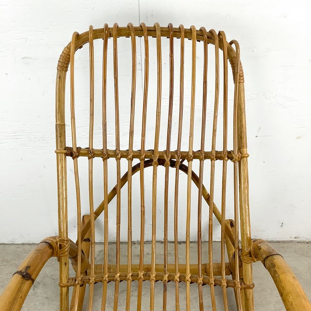 Vintage High-Back Rattan Rocker After Franco Albini | Chairish