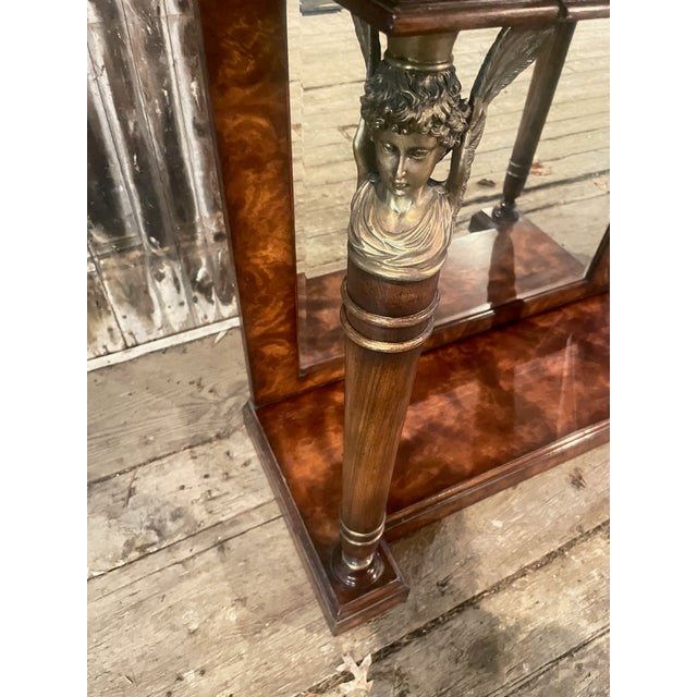 Figured Walnut Console Table With Mirrored Back For Sale In Buffalo - Image 6 of 18