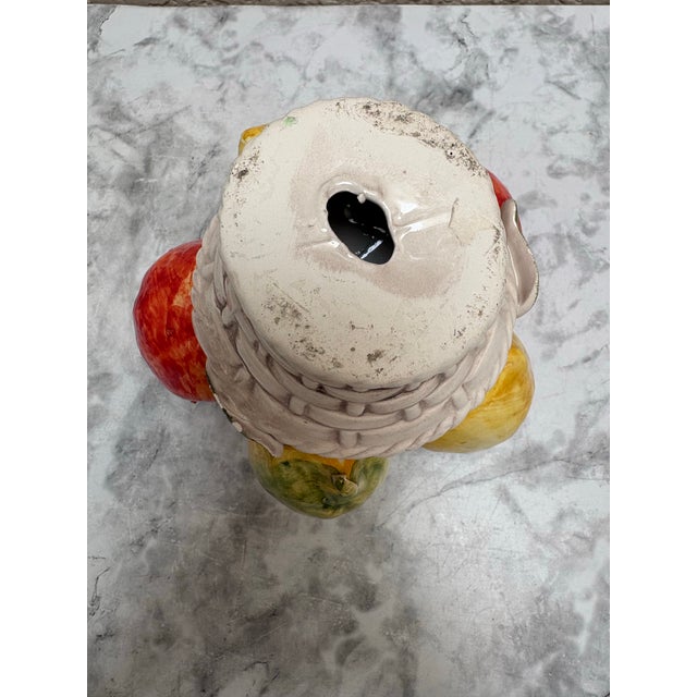 Vintage Italian Pottery Ceramic Fruit Basket Candleholder. For Sale - Image 4 of 9