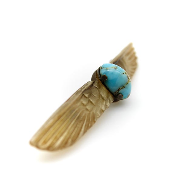 Art Nouveau 1910s Art Nouveau Georges Pierre Egyptian Revival Scarab Brooch For Sale - Image 3 of 7